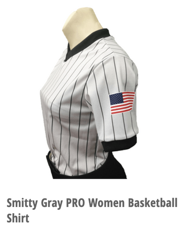 Womens Smitty GREY Body Flex V-Neck with Black Pinstripes
