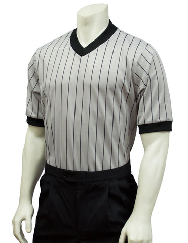 Smitty "ELITE" GREY V-Neck w/ Black Pinstripes Shirt