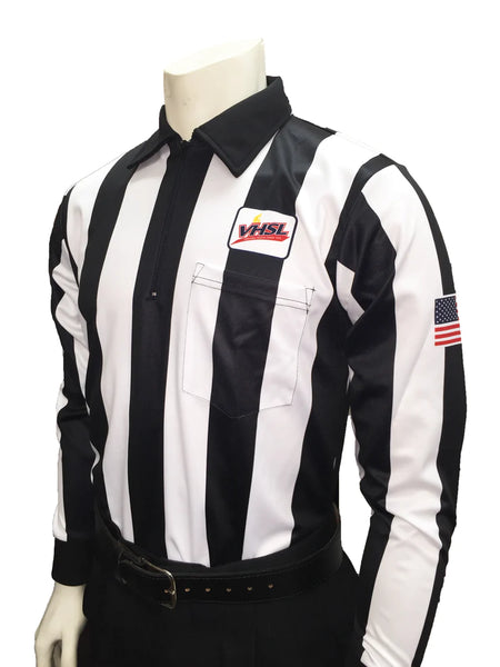 Smitty Made in USA Mens 2 1/4 Black and White Striped Football Referee  Shirt-Long Sleeve - Get Official Products